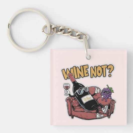 Funny Wine and Grapes Sleutelhanger (Voorkant)