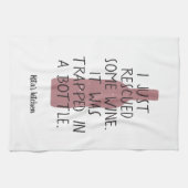 Funny Wine Bottle Gezegde Naam Red Black Nice Theedoek (Horizontaal)