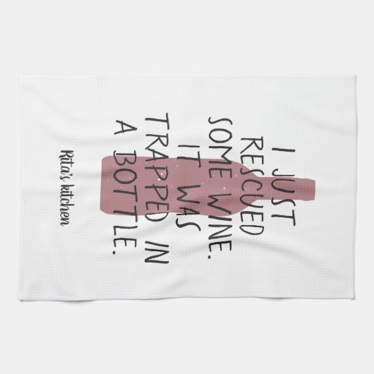 Funny Wine Bottle Gezegde Naam Red Black Nice Theedoek (Horizontaal)