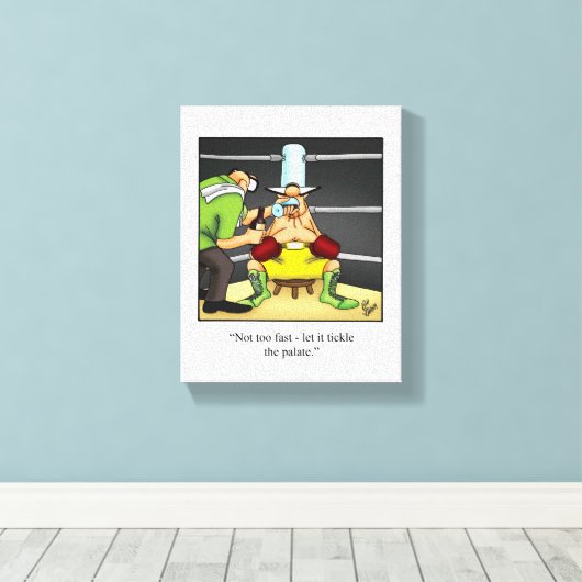 Funny Wine / Boxing Humor Canvas Print (Insitu (Houten vloer))