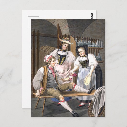 Funny  Wine Cellar Swiss Drink Scene Briefkaart (Voorkant / Achterkant)