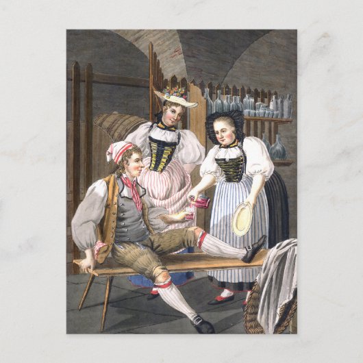 Funny  Wine Cellar Swiss Drink Scene Briefkaart (Voorkant)