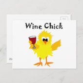 Funny Wine Chick Cartoon Briefkaart (Voorkant / Achterkant)