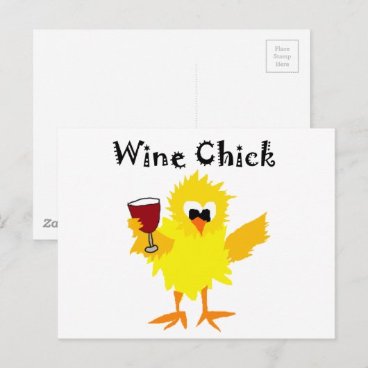 Funny Wine Chick Cartoon Briefkaart (Voorkant / Achterkant)