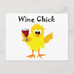 Funny Wine Chick Cartoon Briefkaart