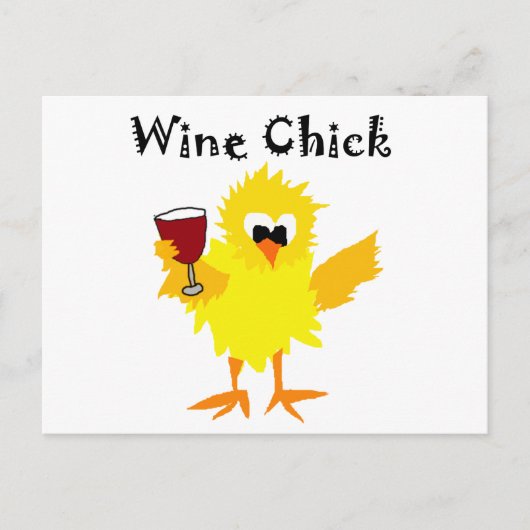 Funny Wine Chick Cartoon Briefkaart (Voorkant)