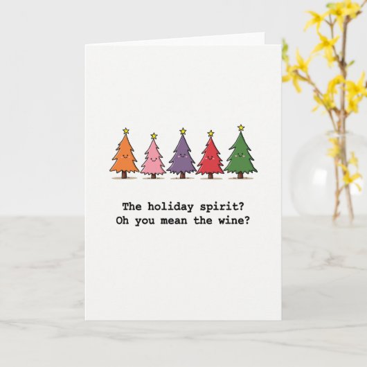 Funny Wine Christmas Card Holiday Spirit Quote Kaart (Gele Bloem)