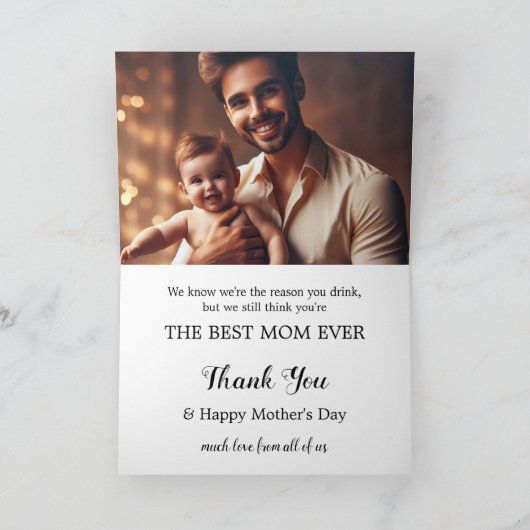 Funny Wine Custom Foto Moederdag Wenskaart Kaart (Binnen)