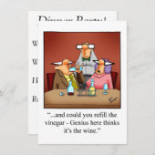 Funny Wine & Dinner Party-uitnodigingen Kaart (Voorkant / Achterkant)