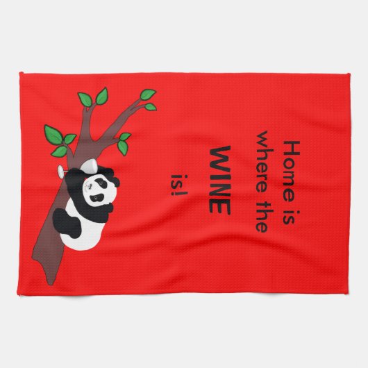 Funny Wine Drink Panda-Beer in de boomstructuur Theedoek (Horizontaal)