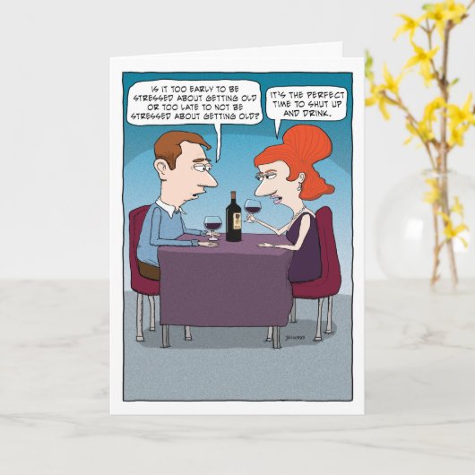 Funny Wine Drink Stress Relief Birthday Kaart (Gele Bloem)