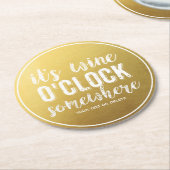 Funny Wine Drinkers  Typografie Gold Ronde Kartonnen Onderzetter (Gebogen)