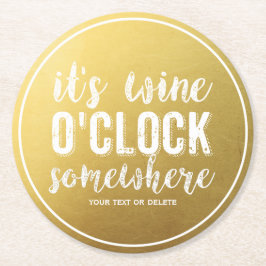 Funny Wine Drinkers  Typografie Gold Ronde Kartonnen Onderzetter