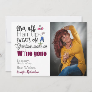 Funny Wine Drinkers Wine Gone met kerstfoto Feestdagenkaart