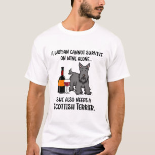 Funny Wine en Scottish Terrier T-Shirt