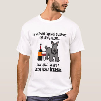 Funny Wine en Scottish Terrier T-Shirt