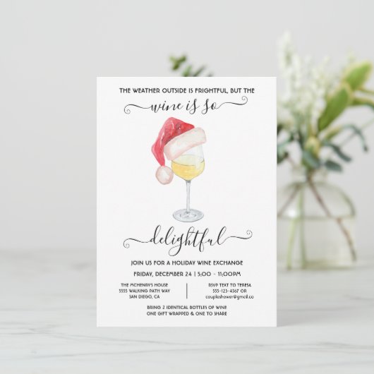 Funny Wine Exchange Holiday Kerstparty Kaart (Staand voorkant)