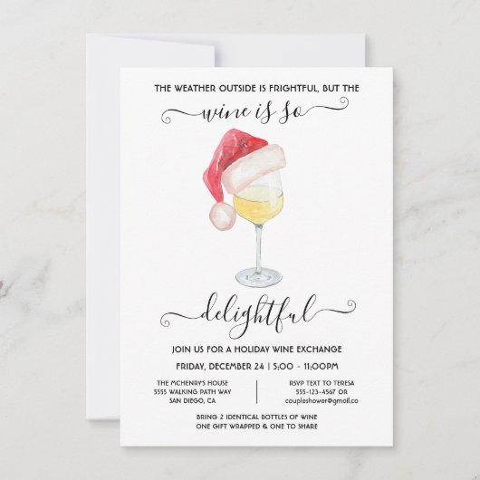 Funny Wine Exchange Holiday Kerstparty Kaart (Voorkant)