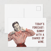 Funny Wine Forecast  Vrouw Briefkaart (Voorkant / Achterkant)