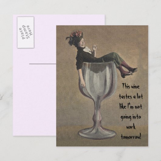 Funny wine gezegde hooky leuke party girl Briefkaa Uitnodiging Briefkaart (Voorkant / Achterkant)