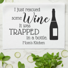 Funny Wine Gezegde Quote uit fles Theedoek