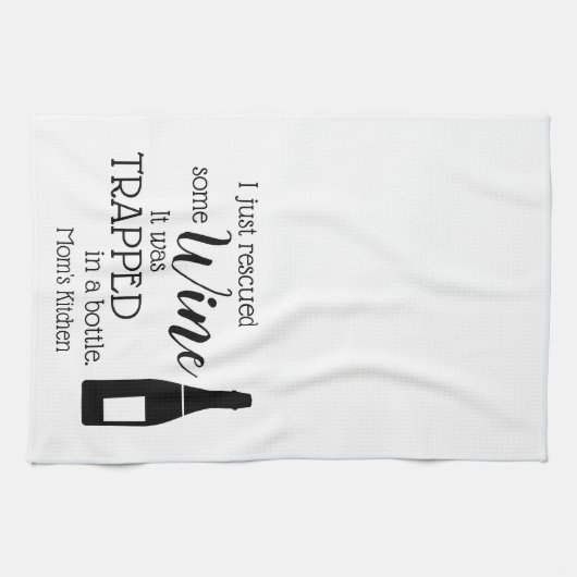 Funny Wine Gezegde Quote uit fles Theedoek (Horizontaal)