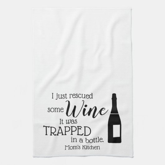 Funny Wine Gezegde Quote uit fles Theedoek (Verticaal)