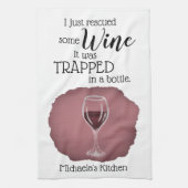 Funny Wine Gezegde Quote uit fles Theedoek (Verticaal)