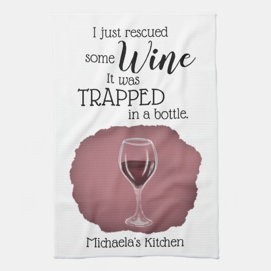 Funny Wine Gezegde Quote uit fles Theedoek (Verticaal)