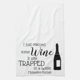Funny Wine Gezegde Quote uit fles Theedoek