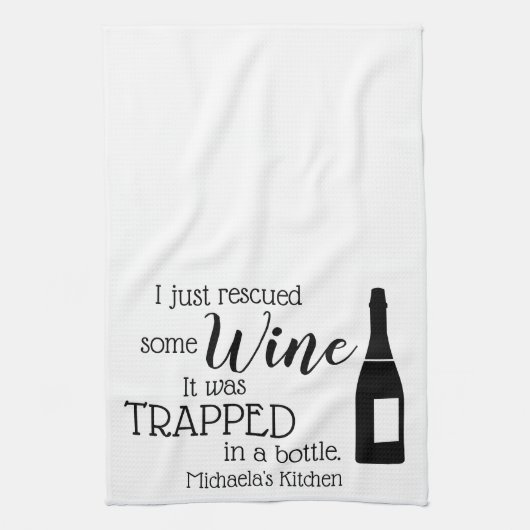 Funny Wine Gezegde Quote uit fles Theedoek (Verticaal)