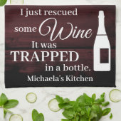 Funny Wine Gezegde Quote uit flesje Rustic Theedoek (Gevouwen)