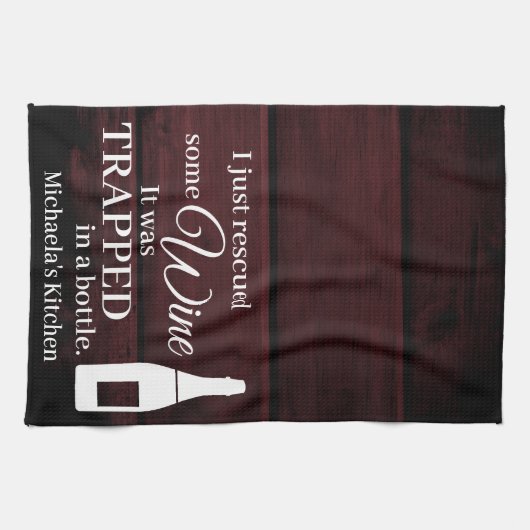 Funny Wine Gezegde Quote uit flesje Rustic Theedoek (Horizontaal)