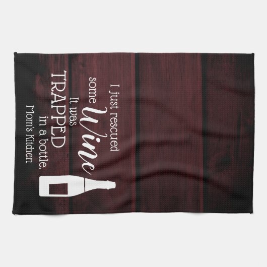 Funny Wine Gezegde Quote uit flesje Rustic Theedoek (Horizontaal)