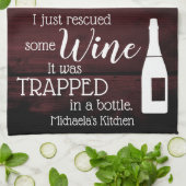 Funny Wine Gezegde Quote uit flesje Rustic Theedoek (Gevouwen)