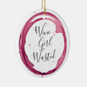 Funny Wine Girl was kerst verspild Keramisch Ornament (Rechts)