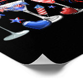 Funny Wine GL Rood Wit Blauw Vuurwerk Happy 4th Of Poster (Hoek)