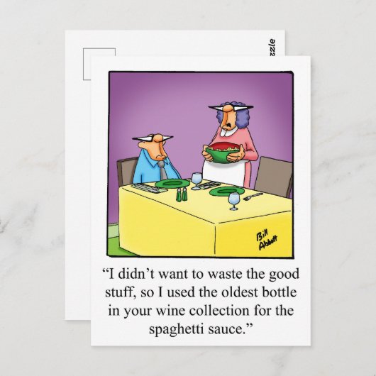 Funny Wine Humor Briefkaart "Spectickles" (Voorkant / Achterkant)