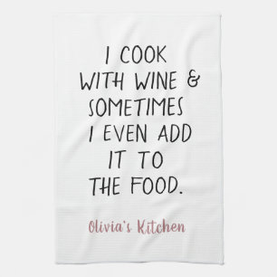 Funny Wine Humor Gezegde Naam Zwart & Rood Theedoek