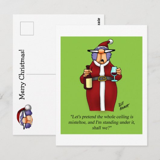 Funny Wine Humor "Mistletoe" Briefkaart (Voorkant / Achterkant)