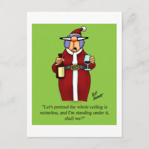 Funny Wine Humor "Mistletoe" Briefkaart