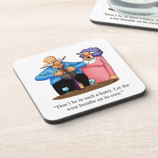 Funny Wine Humor Onderzetter Set (Linkerzijde)