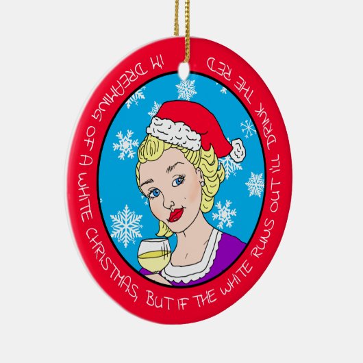 Funny Wine Humor Retro Lady Kerstmis Keramisch Ornament (Rechts)