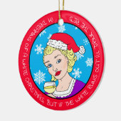 Funny Wine Humor Retro Lady Kerstmis Keramisch Ornament (Links)