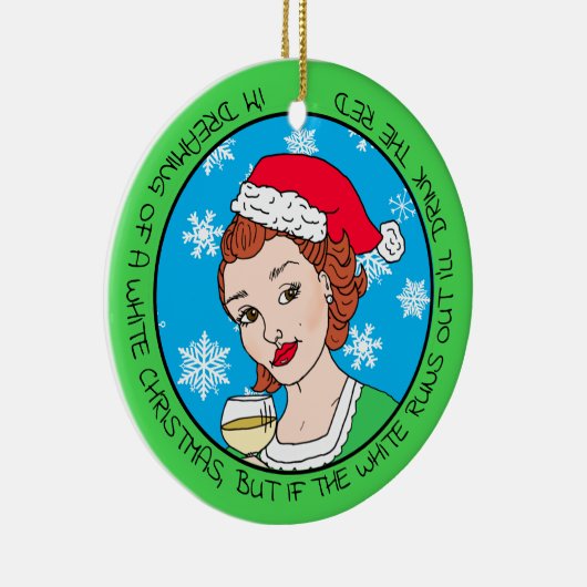 Funny Wine Humor Retro Lady Kerstmis Keramisch Ornament (Rechts)