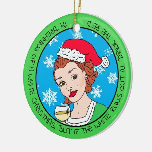 Funny Wine Humor Retro Lady Kerstmis Keramisch Ornament (Links)