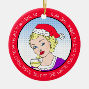 Funny Wine Humor Retro Lady Kerstmis Keramisch Ornament