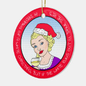 Funny Wine Humor Retro Lady Kerstmis Keramisch Ornament (Links)