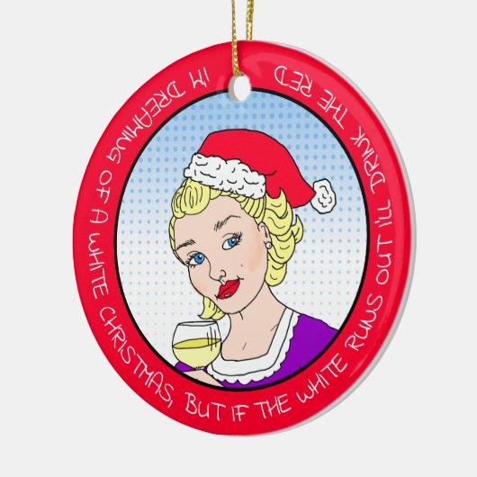 Funny Wine Humor Retro Lady Kerstmis Keramisch Ornament (Links)
