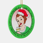 Funny Wine Humor Retro Lady Kerstmis Keramisch Ornament (Rechts)